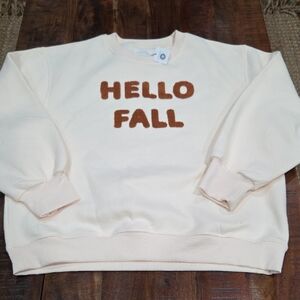 Panache Apparel Cream Sweatshirt with 'Hello Fall' Text NWT Size L